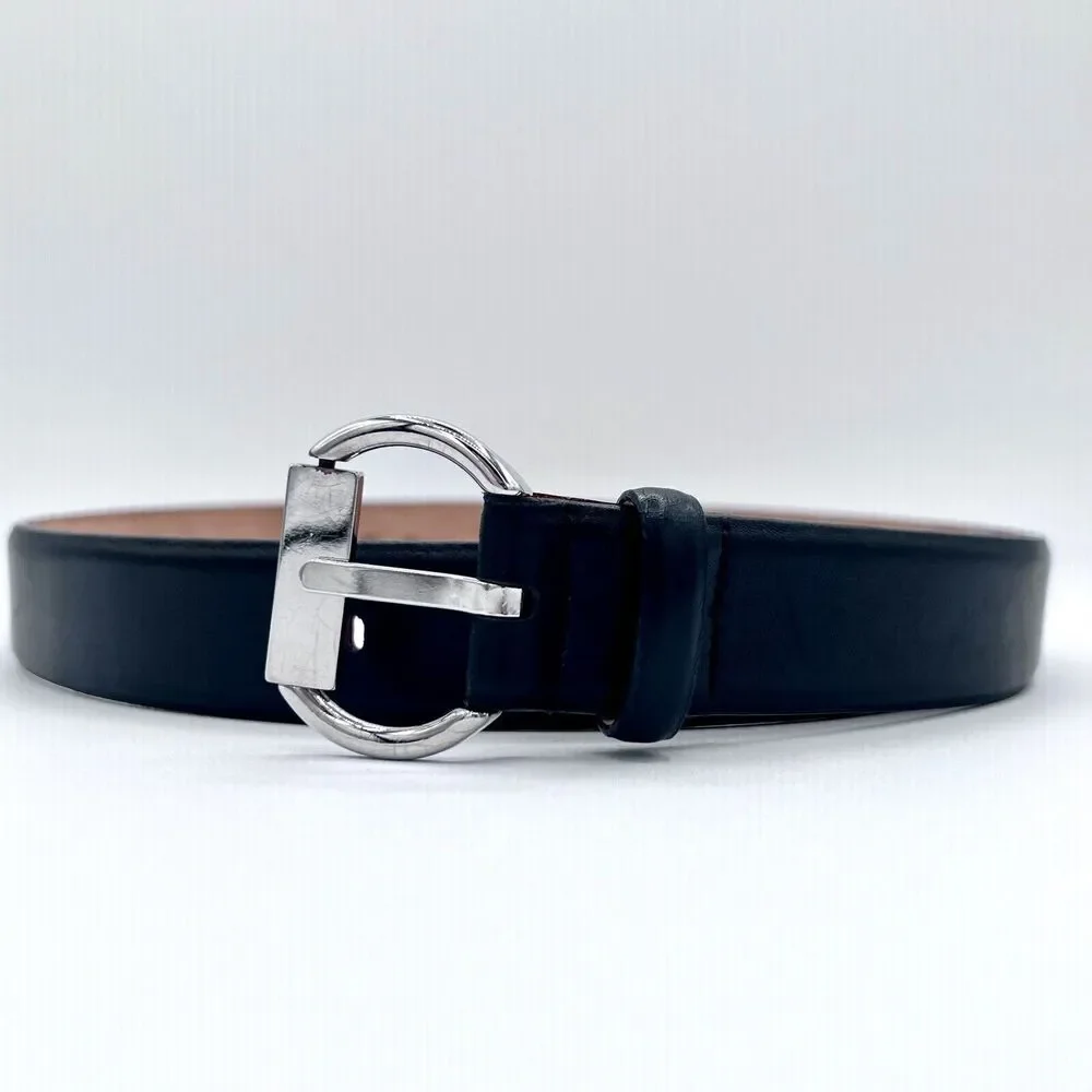 Garuglieri Black Leather Belt 1.25